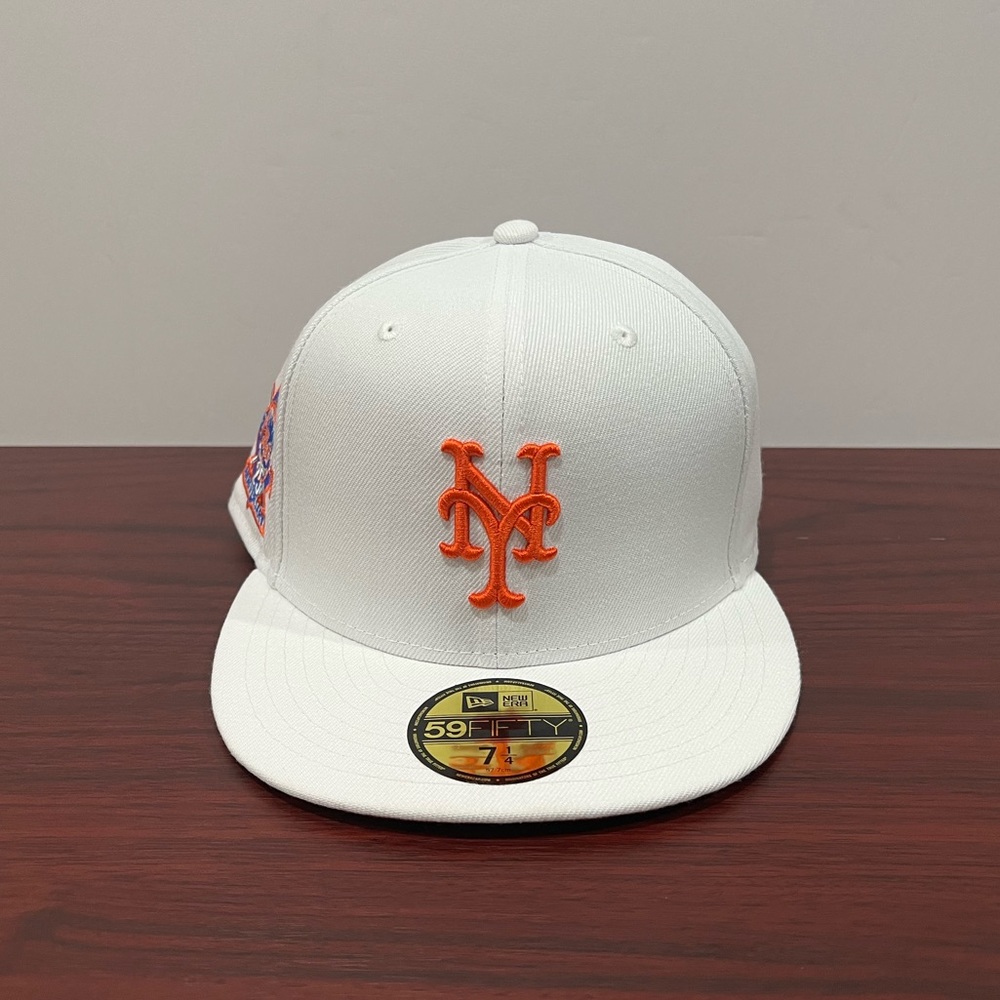 New Era, 59Fifty Fitted Hat, New York Mets, White & Orange, 25th Anniversary
